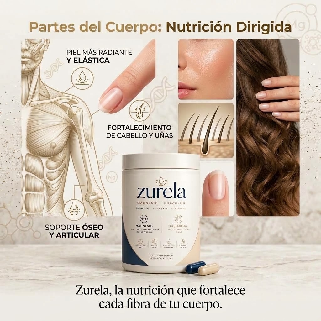 Zurela Magnesio + Colágeno: piel, cabello, uñas, huesos y articulaciones