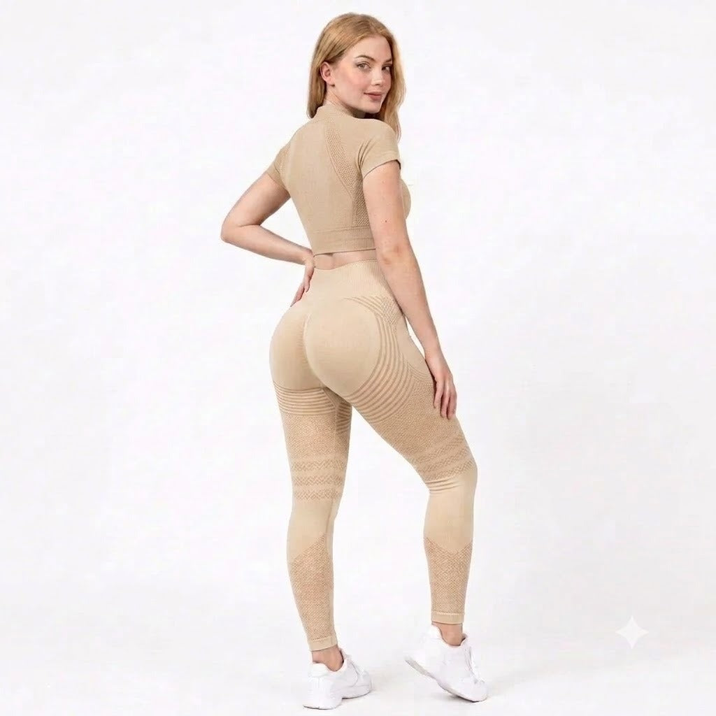 Zurela 3D Compression Leggings - Beige