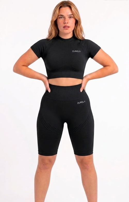 Zurela 3D Compression Biker Shorts - Black