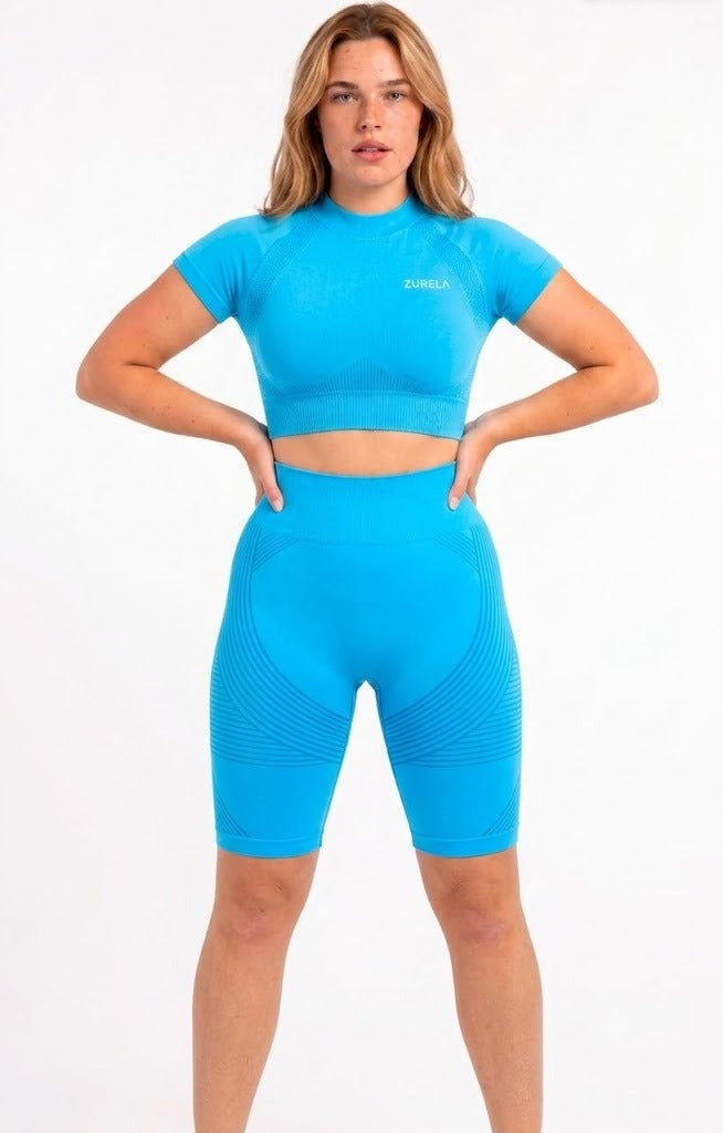 Zurela 3D Compression Biker Shorts - Blue