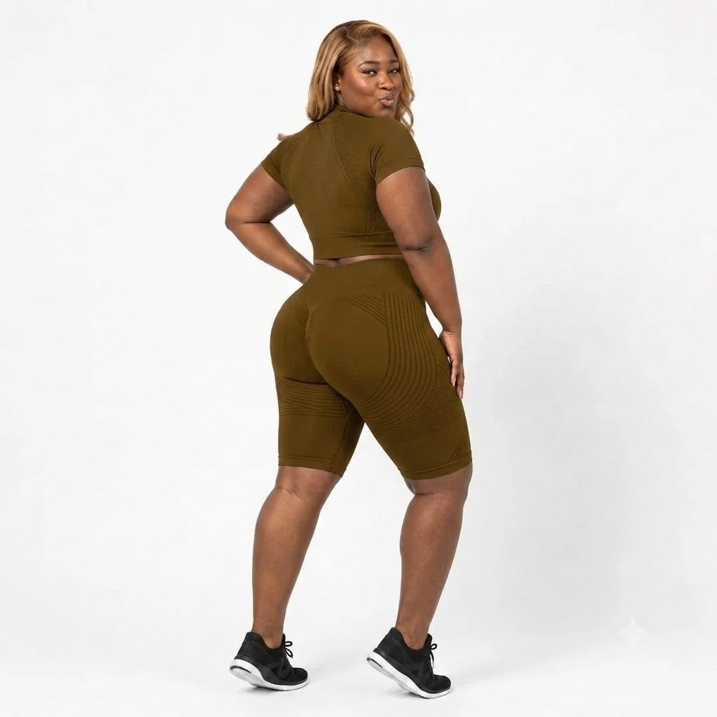 Zurela 3D Compression Biker Shorts - Brown