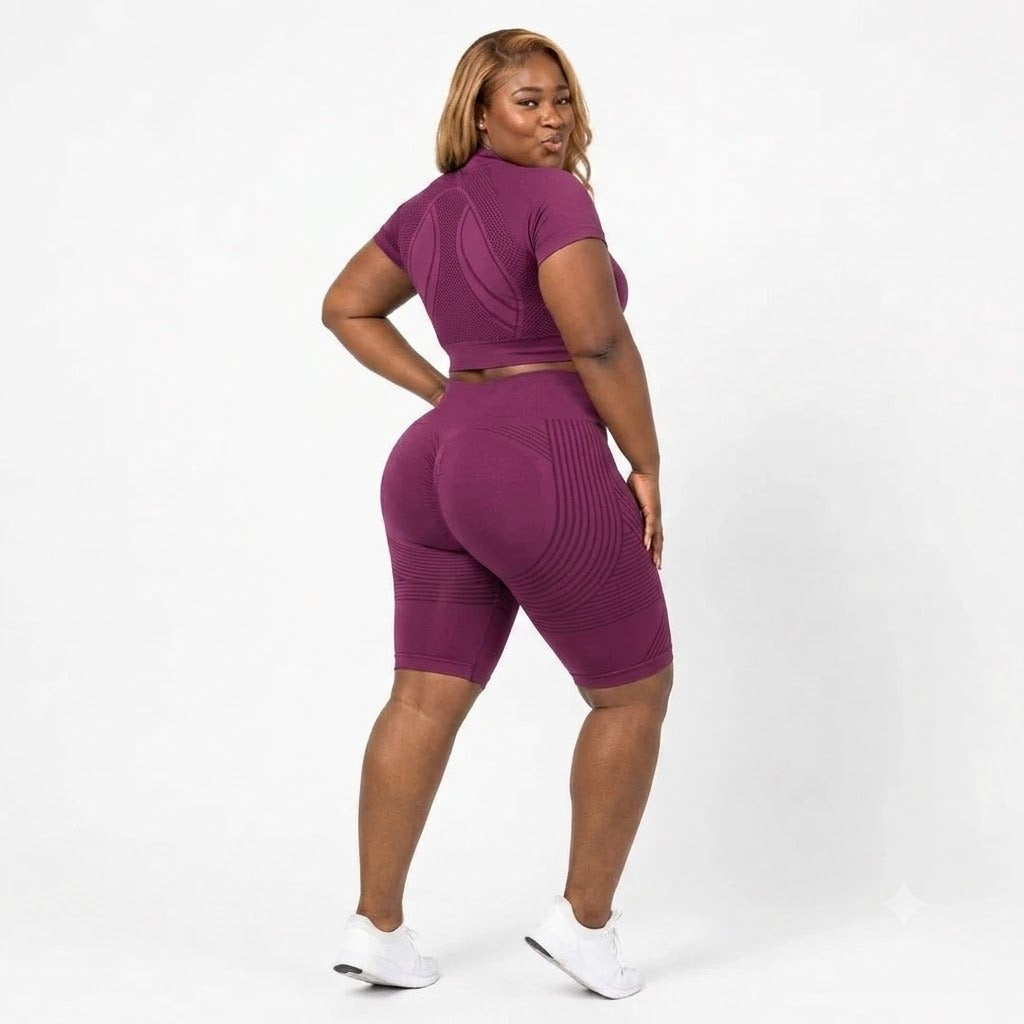 Zurela 3D Compression Biker Shorts - Burgundy