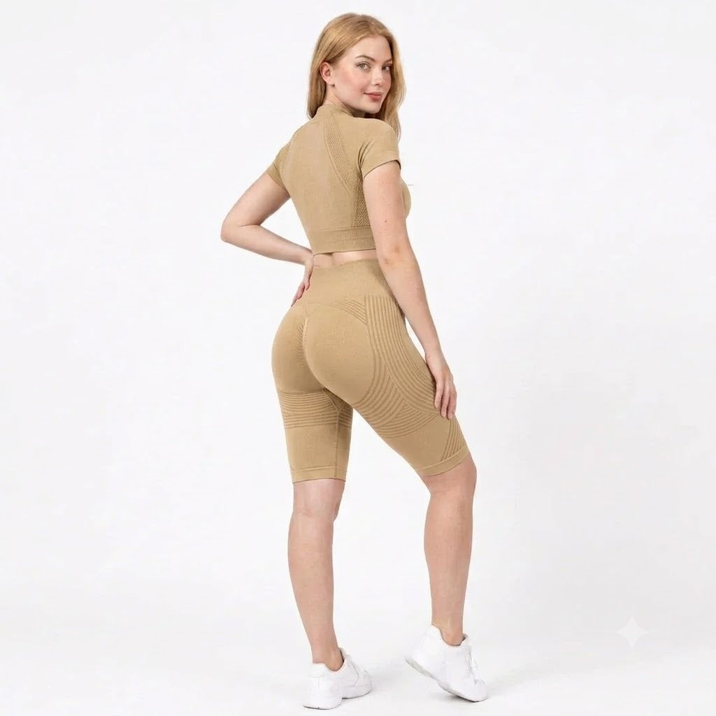 Zurela 3D Compression Biker Shorts - Khaki
