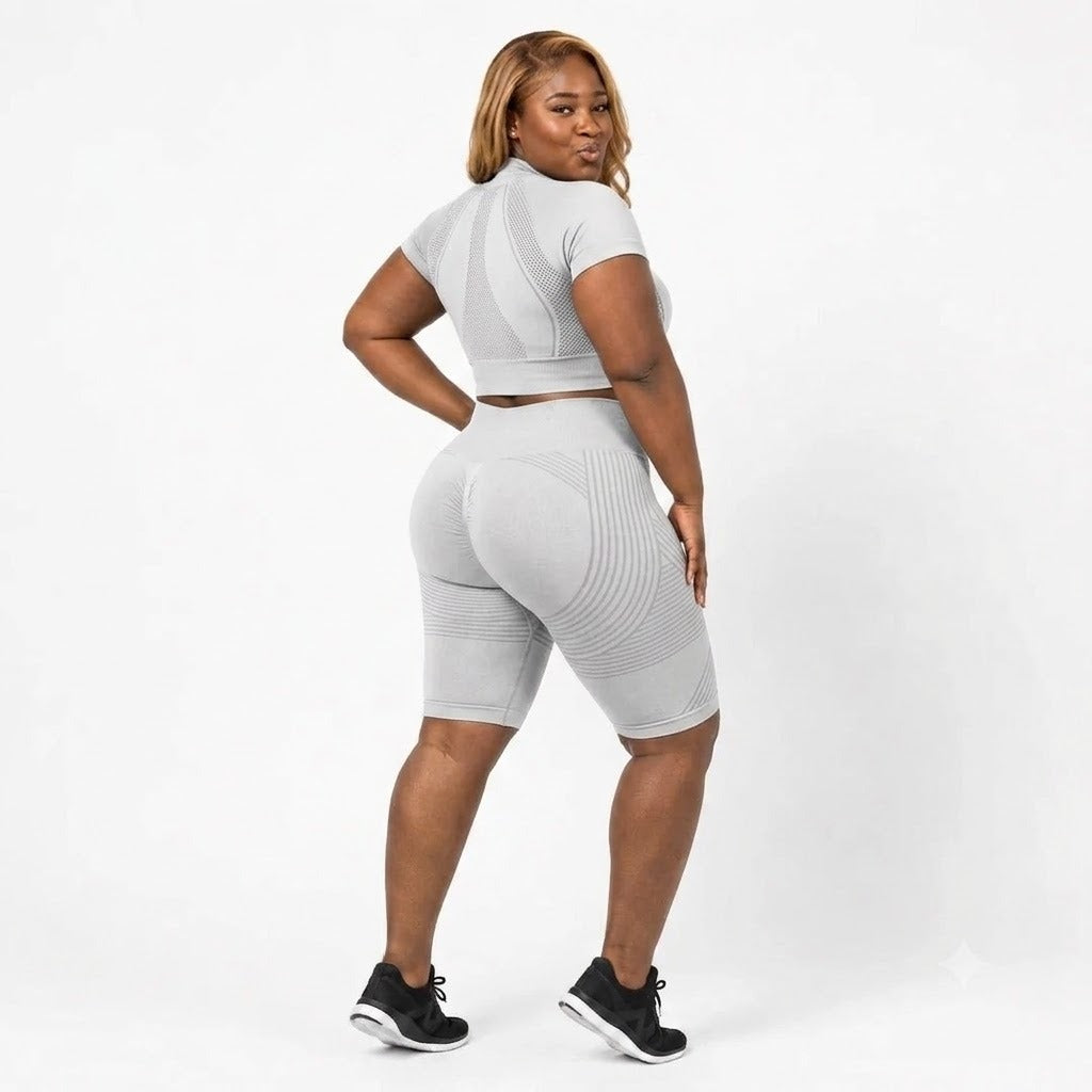 Zurela 3D Compression Biker Shorts - Light Grey