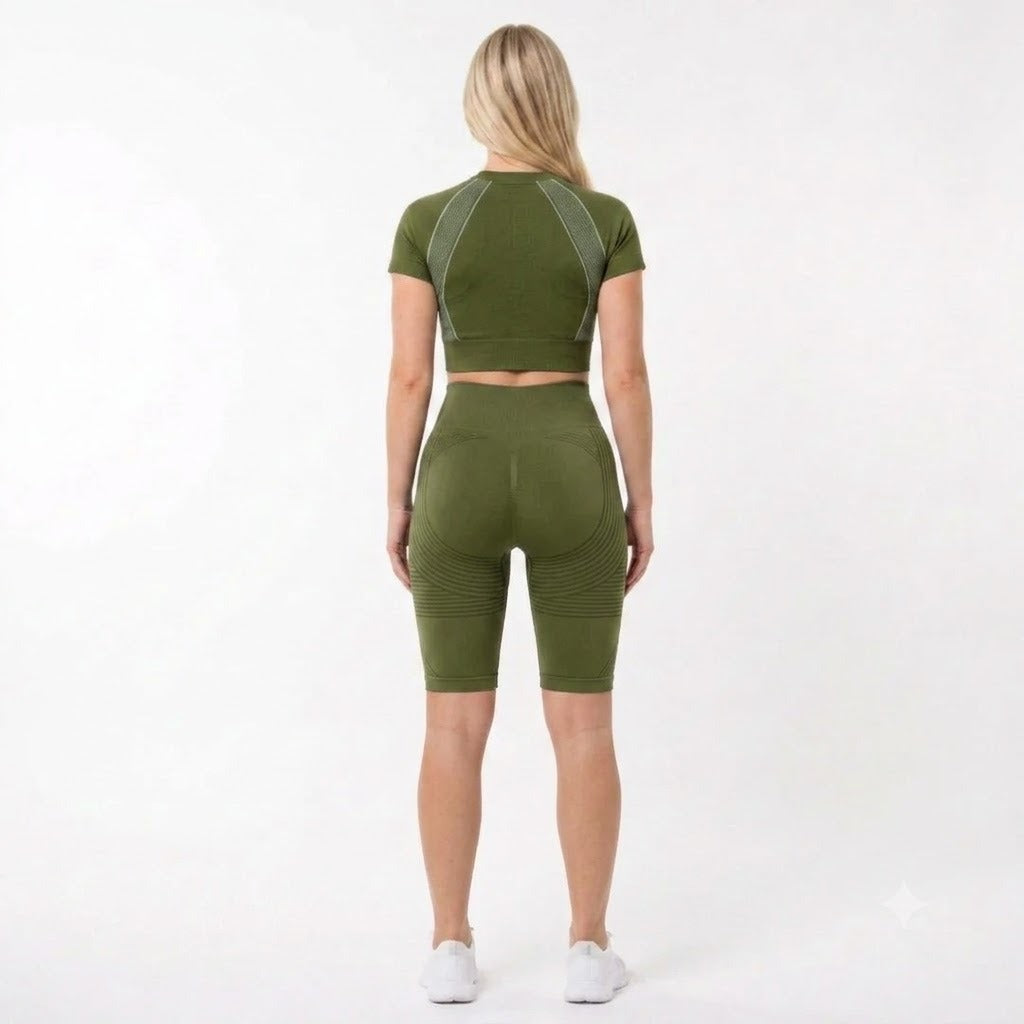 Zurela 3D Compression Biker Shorts - Olive Green