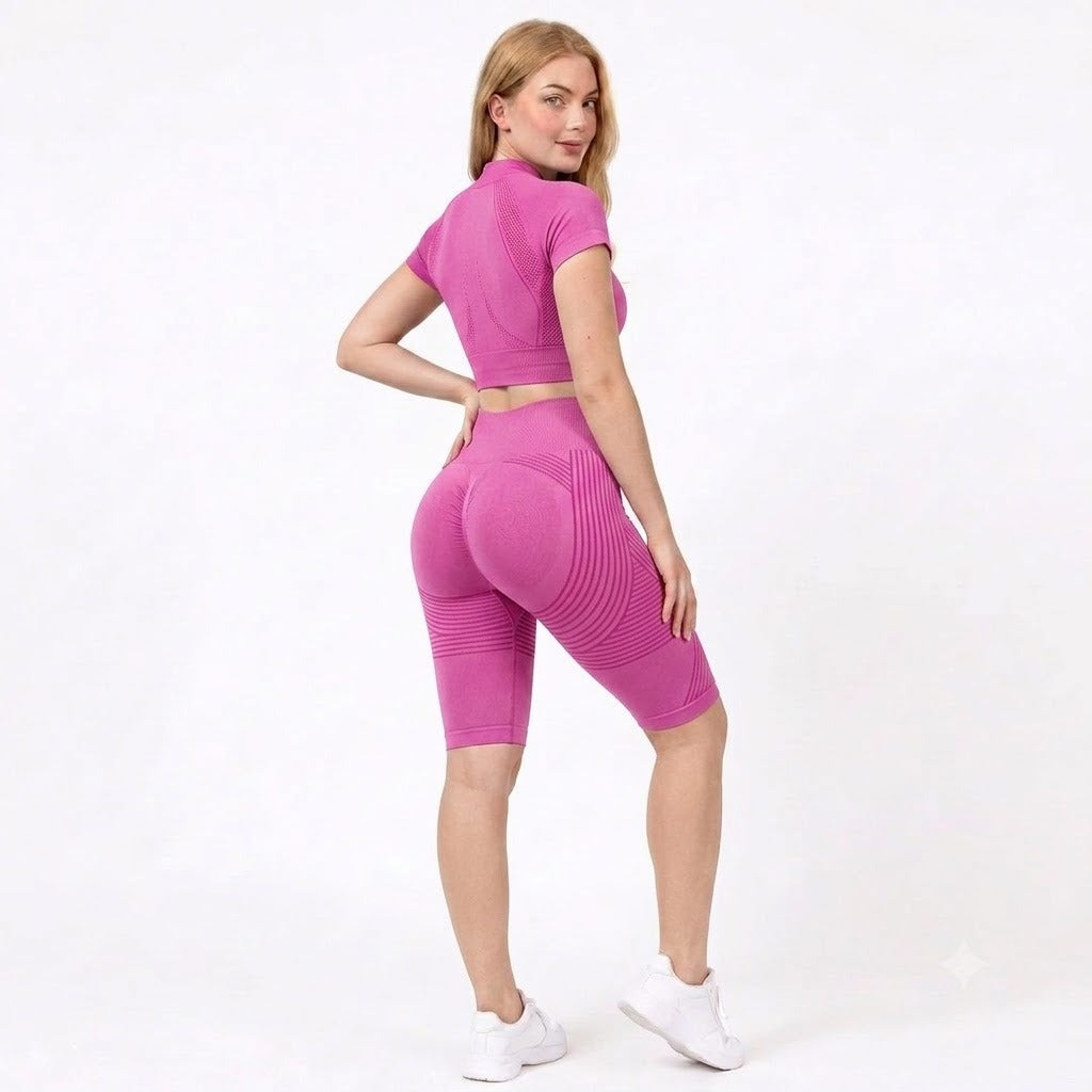 Zurela 3D Compression Biker Shorts - Pink