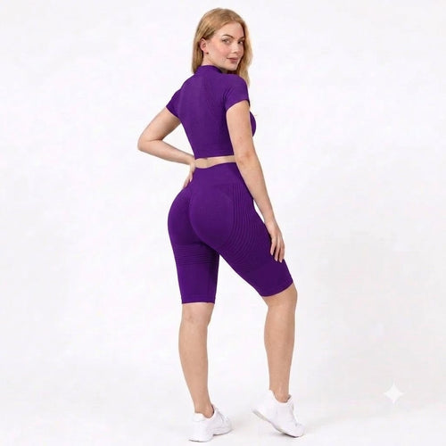 Zurela 3D Compression Biker Shorts - Purple
